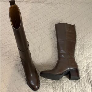NWT! Nine West  Olette Elegant Brown Knee-High Leather Boots